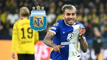 Ángel Correa celebrando su gol contra Borussia Dortmund