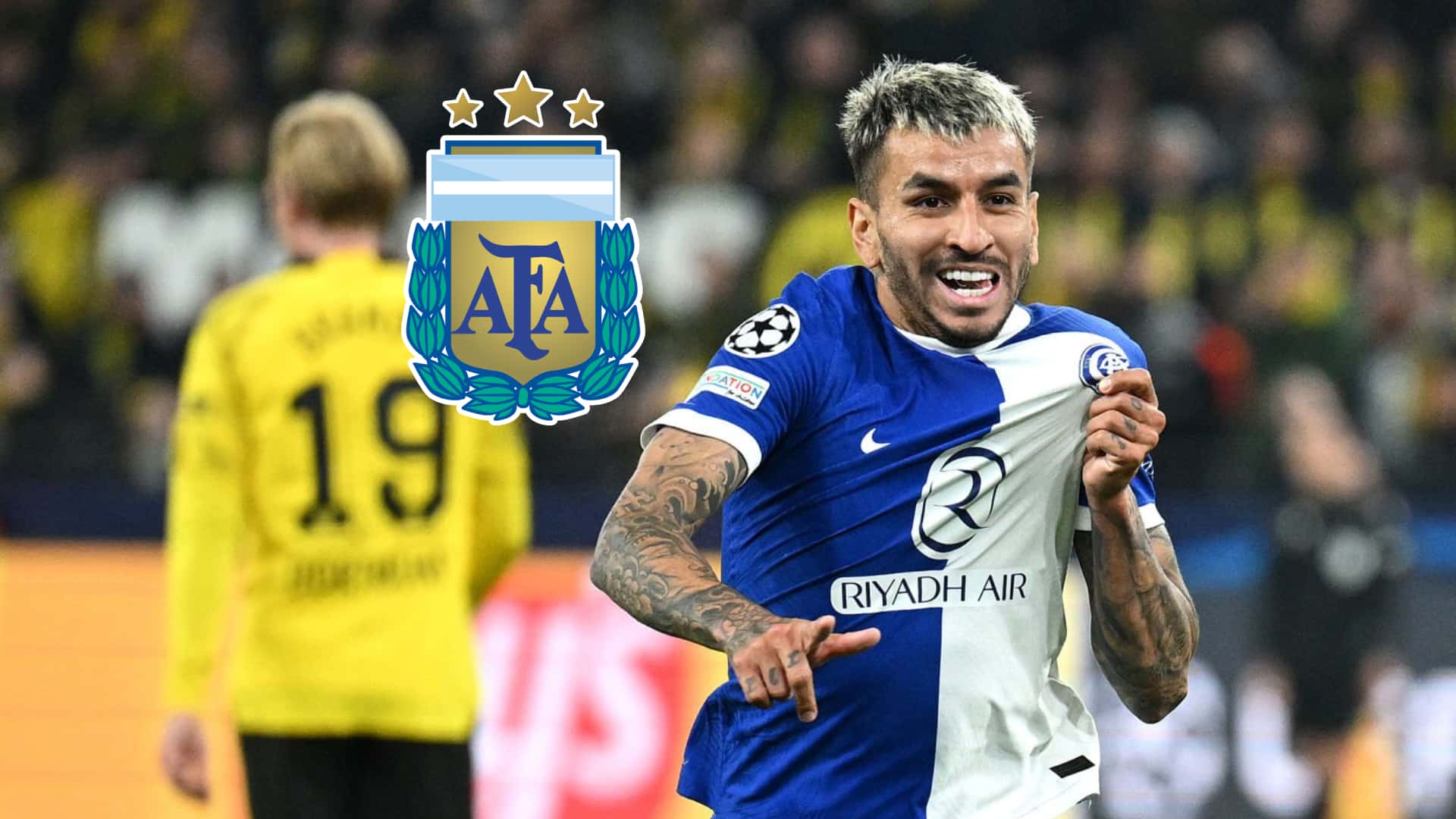 Ángel Correa celebrando su gol contra Borussia Dortmund
