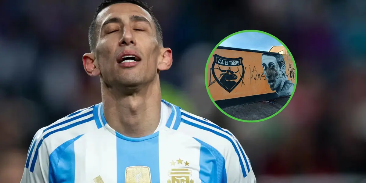 Angel Di María se lamenta en un partido con Argentina.