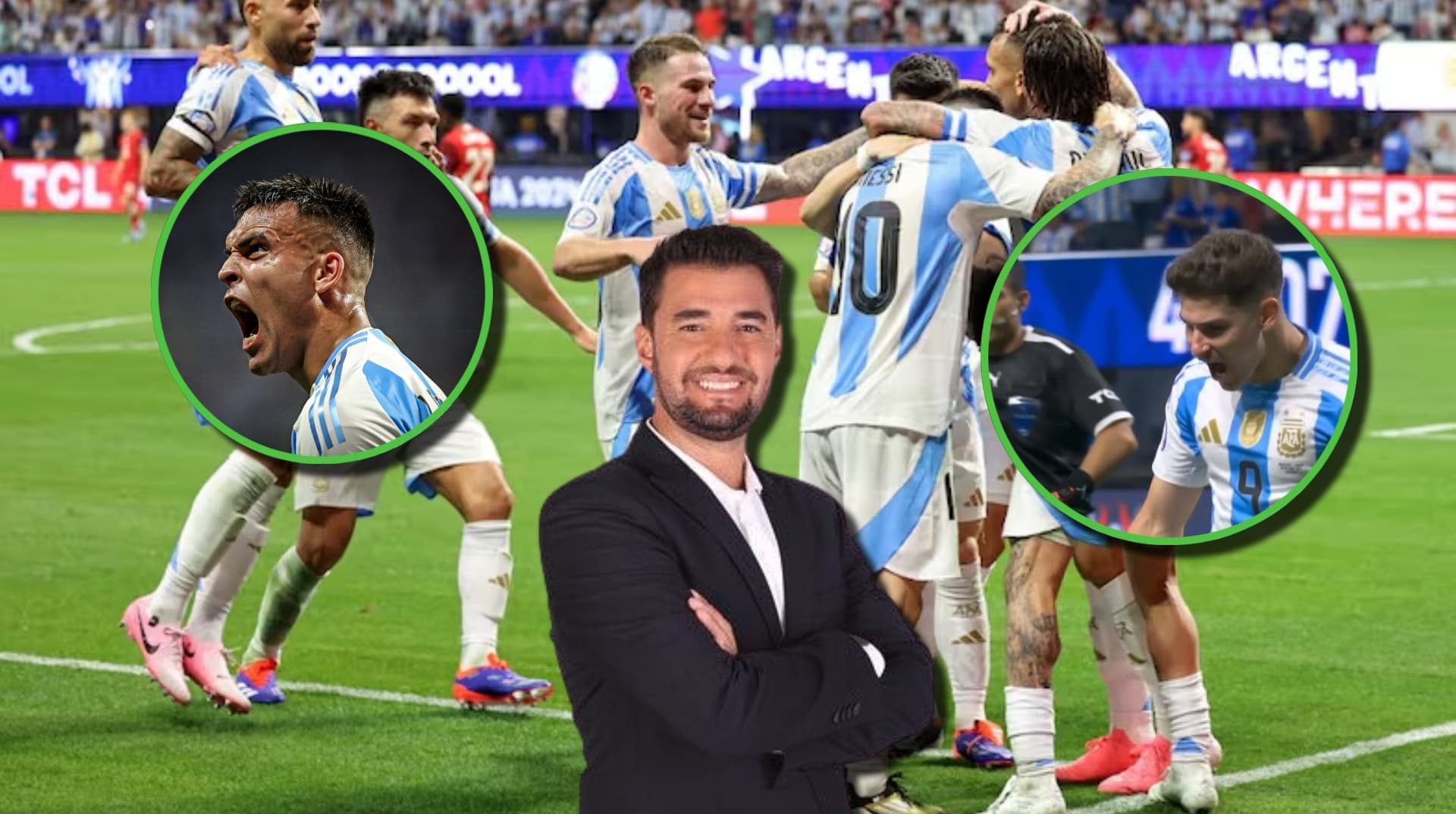 Argentina festeja un gol con Canadá.