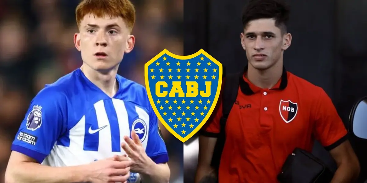 Barco jugando en Brighton y Aguirre con la chomba de Newell's.