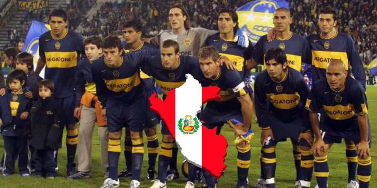 Boca en 2007 junto a la bandera de Perú.