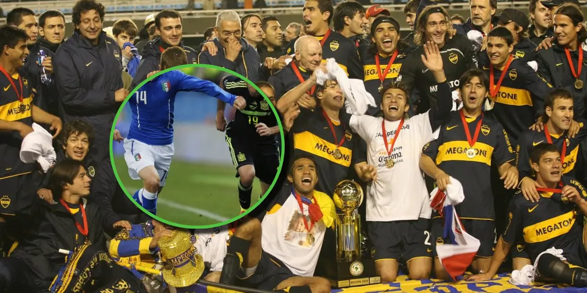 Boca festeja la Recopa Sudamericana 2008.