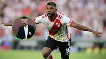 Borja festeja un gol en River.