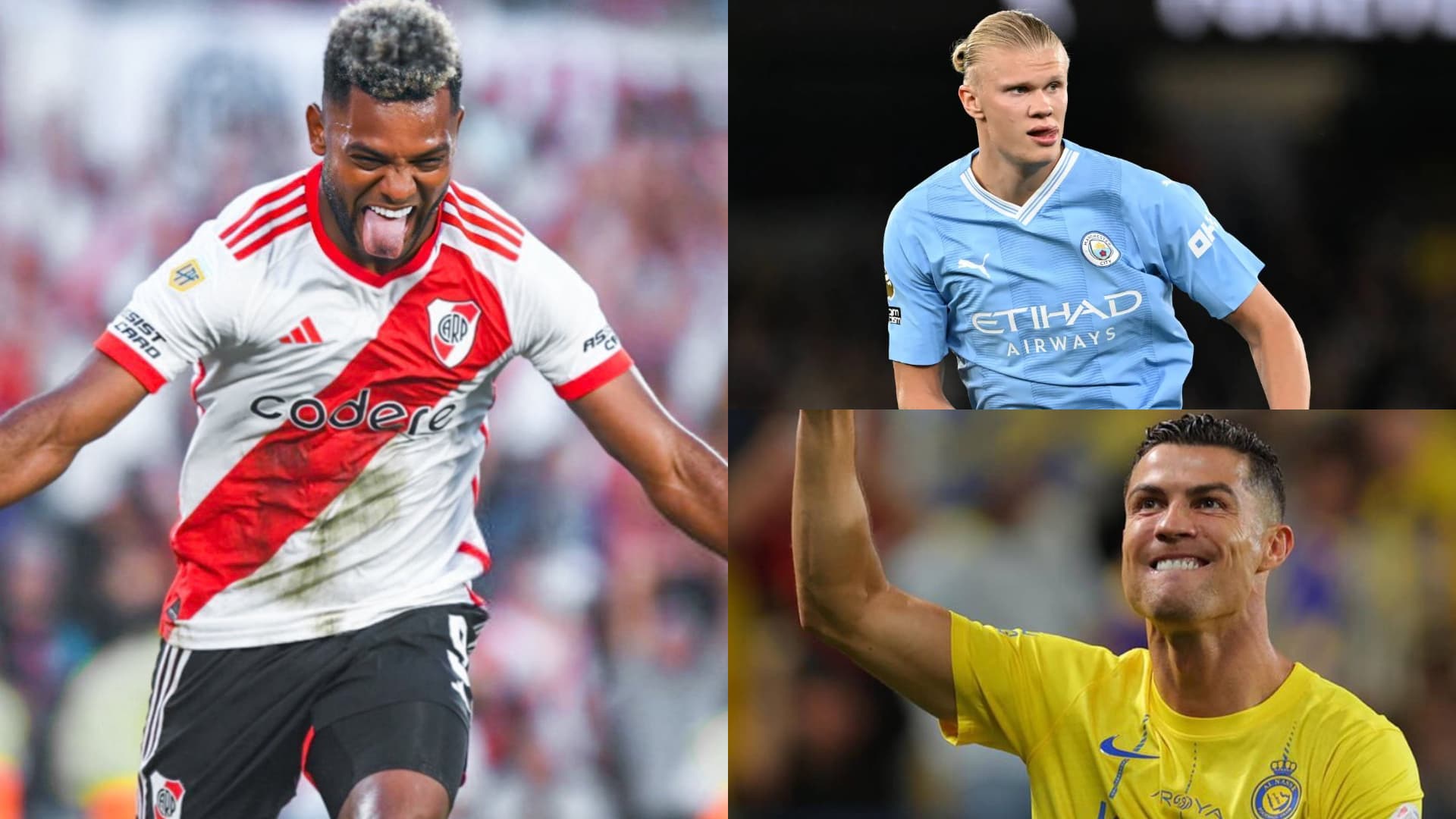 Borja (River Plate), Haaland (Manchester City) y Cristiano Ronaldo (Al-Nassr).