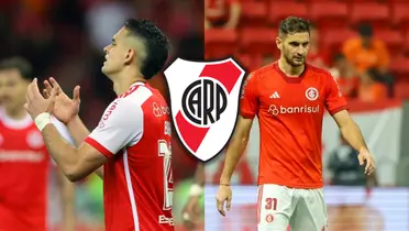 Borré junto a Alario y el escudo de River.