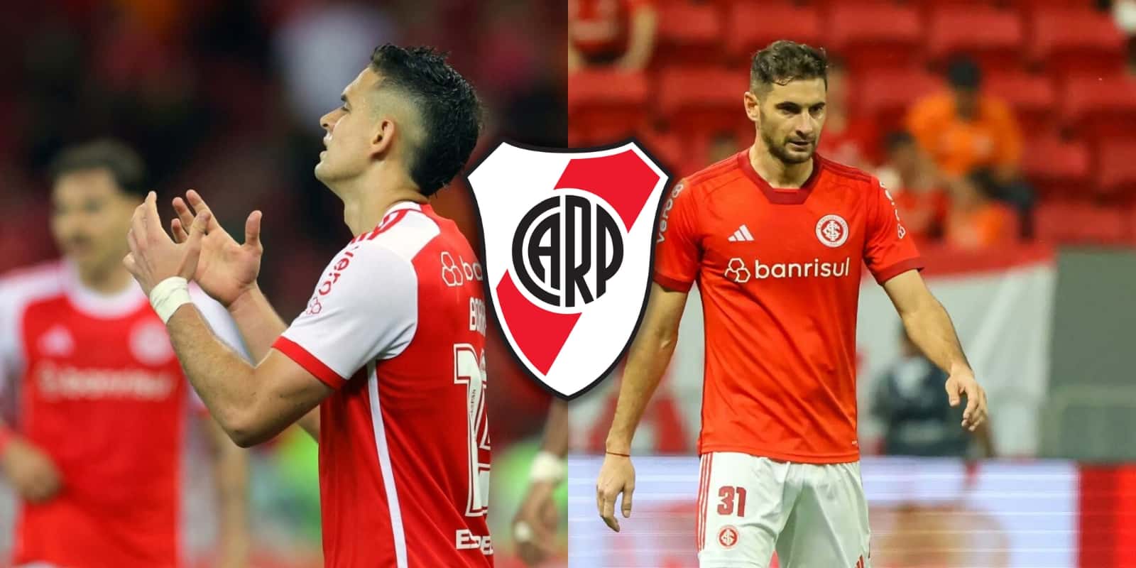 Borré junto a Alario y el escudo de River.