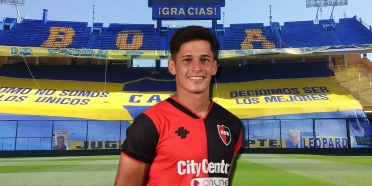 Brian Aguirre sonríe con la camiseta de Newell's.