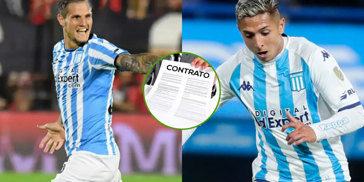 Bruno Zuculini y Agustín Almendra con la camiseta de Racing
