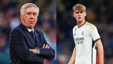 Carlo Ancelotti y Nicolás Paz en Real Madrid.