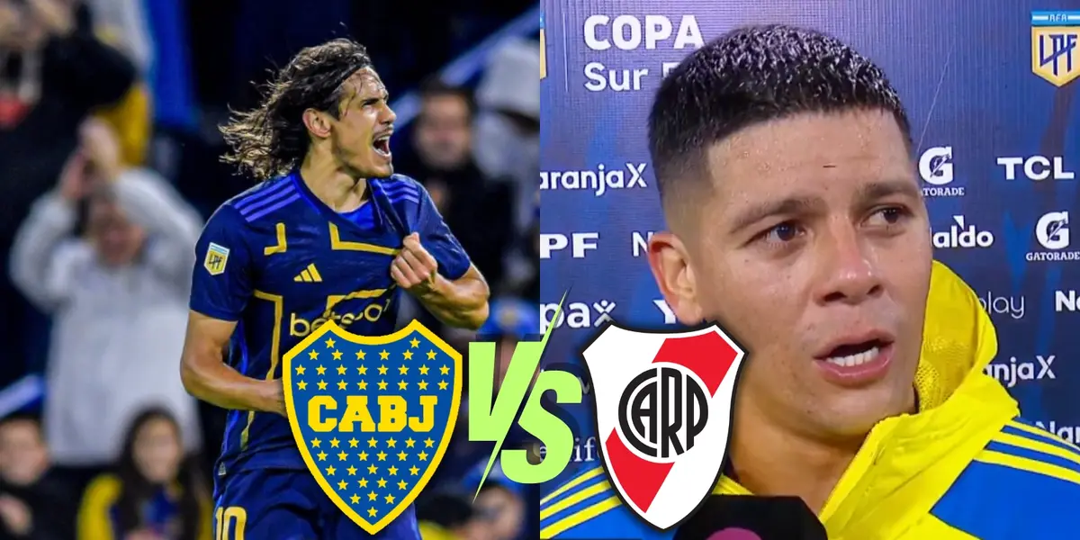 Cavani junto a Marcos Rojo en la previa al superclásico.