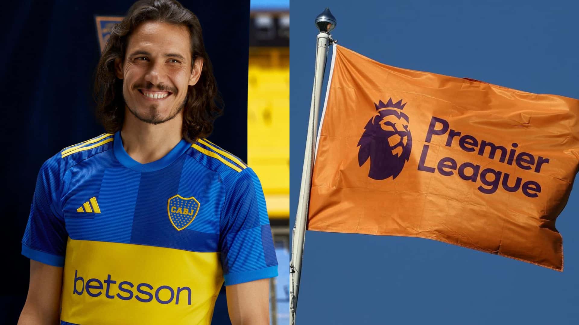 Cavani sonríe con la camiseta actual de Boca Juniors.