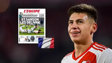 Claudio Echeverri con la camiseta de River Plate.