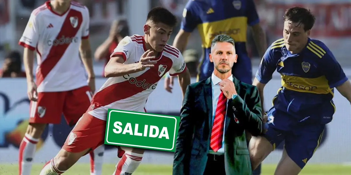 Claudio Echeverri domina el balón ante la presencia de Jabes Saralegui en el Superclásico.