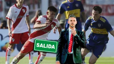 Claudio Echeverri domina el balón ante la presencia de Jabes Saralegui en el Superclásico.