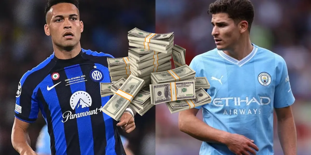 ¿Cuál es la diferencia de precio entre Lautaro Martínez y Julián Álvarez?