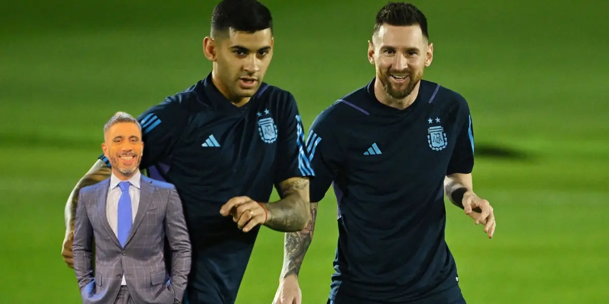 Cuti Romero y Lionel Messi entrenan en Argentina.