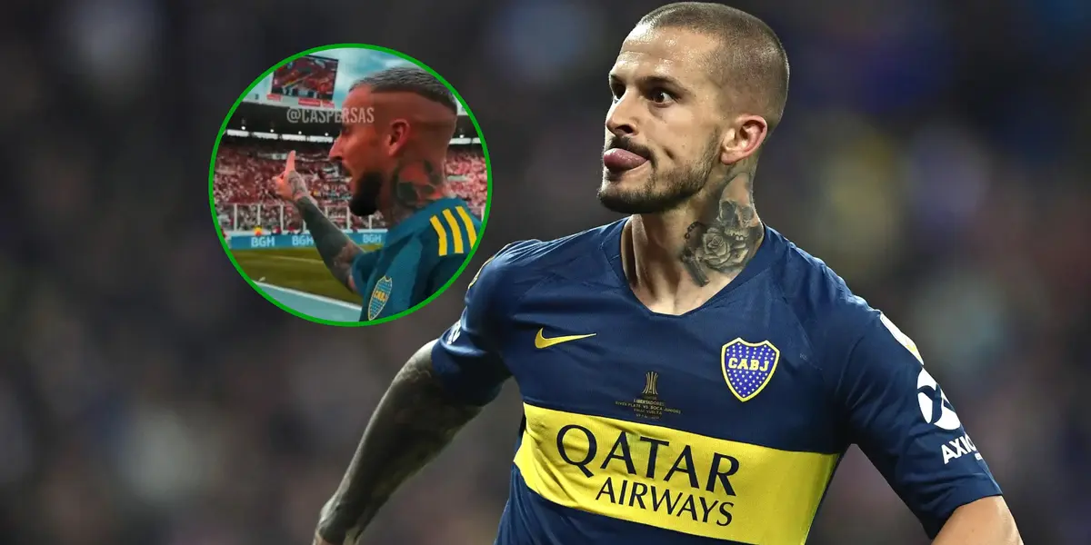 Darío Benedetto celebra un gol con la camiseta de Boca Juniors