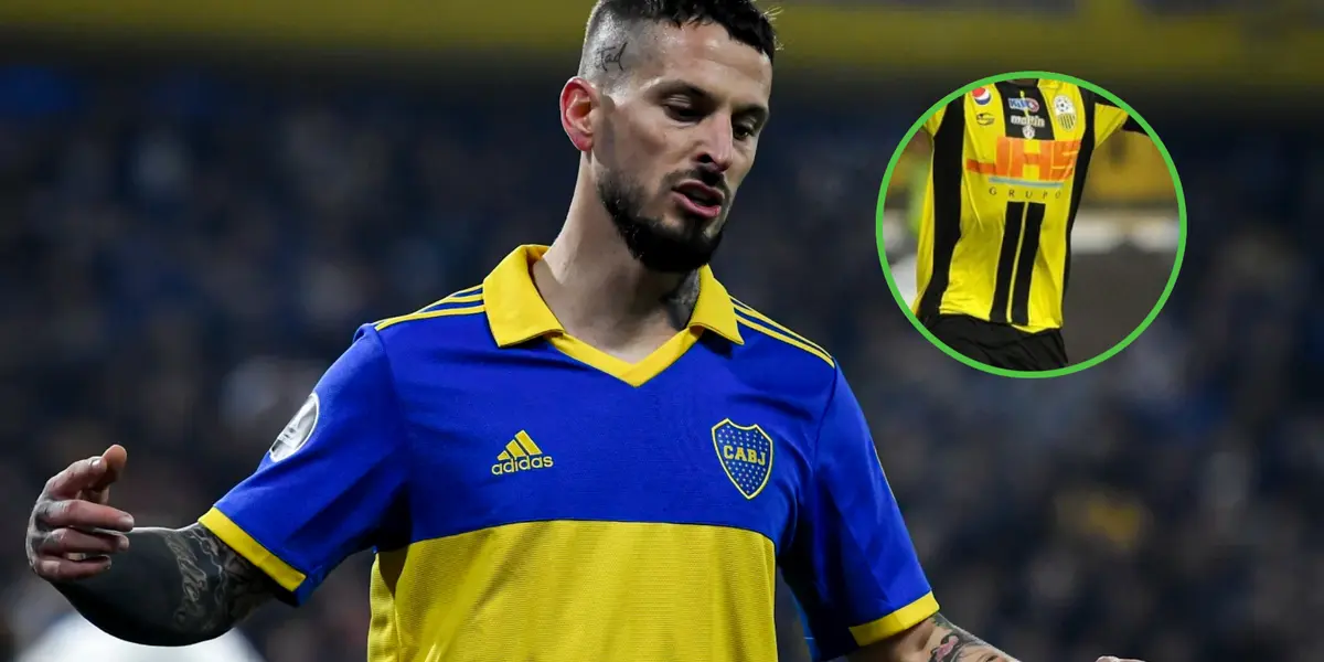 Darío Benedetto con la camiseta de Boca, y miniatura de Jan Hurtado con Deportivo Táchira.