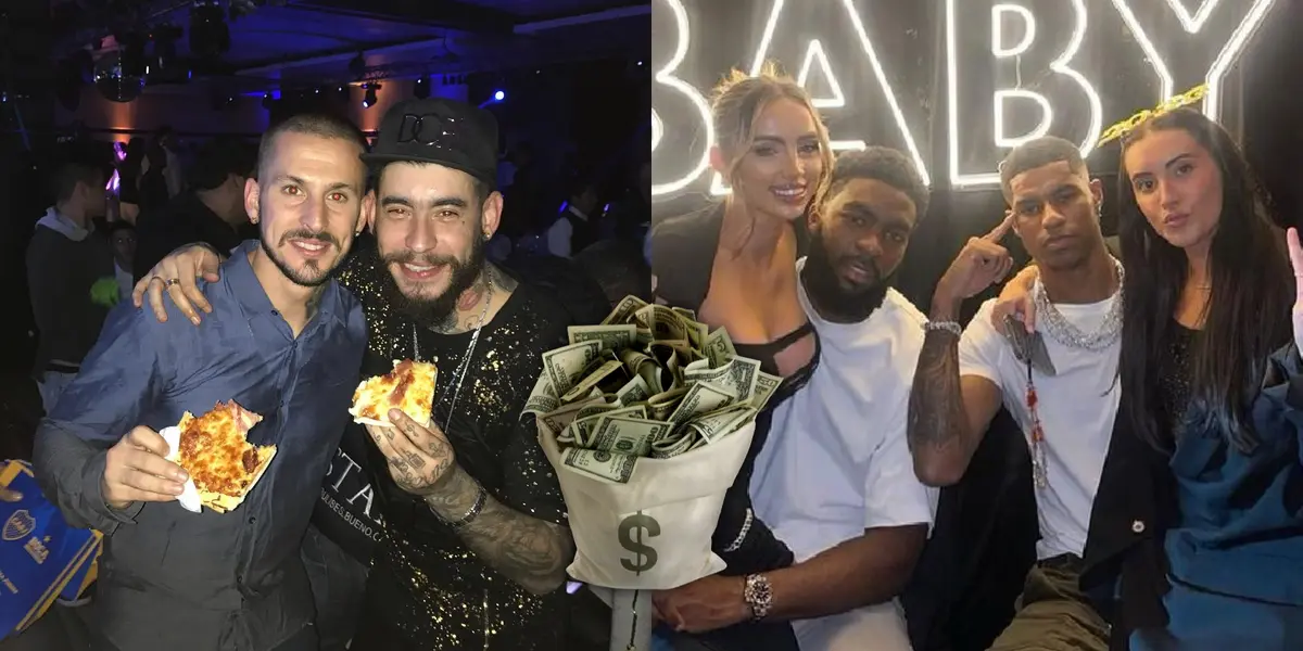Darío Benedetto y Marcus Rashford de fiesta.