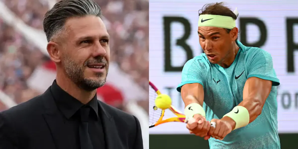Demichelis mirando al horizonte; y Nadal en el duelo vs Zverev.