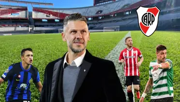 Demichelis sonriendo, rodeado por Sánchez, Muniain y Coates.