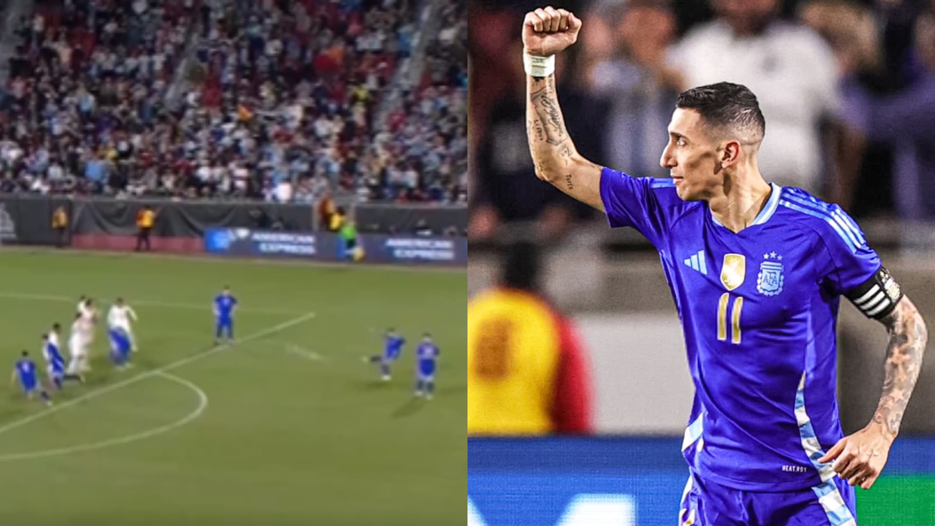 Di María convirtió un golazo de tiro libre
