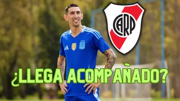 Di María y el escudo de River.