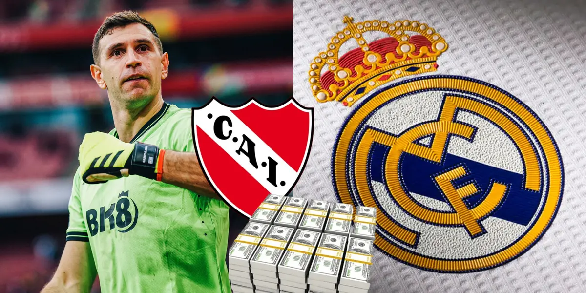 Di Martínez con el buzo de Aston Villa. El dinero que une a Independiente y Real Madrid.