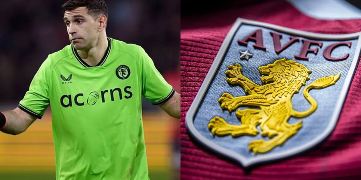 Dibu Martínez en acción con el Aston Villa.