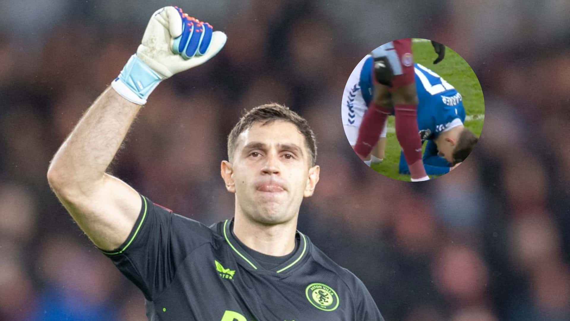 Dibu Martínez se lució con una doble atajada ante Everton