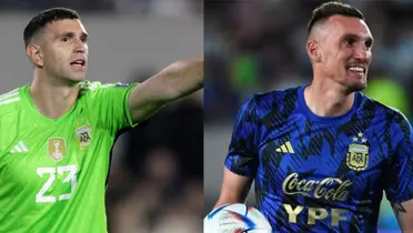Dibu Martínez y Franco Armani.