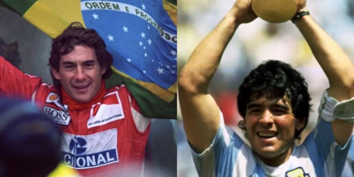 Diego Armando Maradona trajo el recuerdo de un hecho común, la partida de Ayrton Senna.