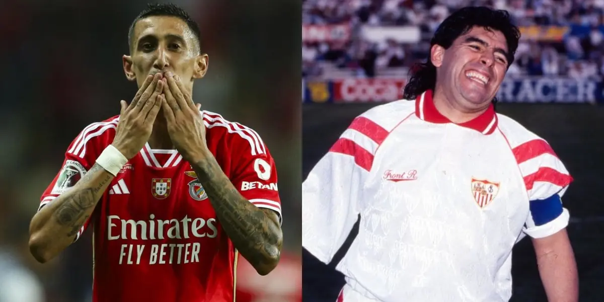 Diego Armando Maradona y Ángel Di María.