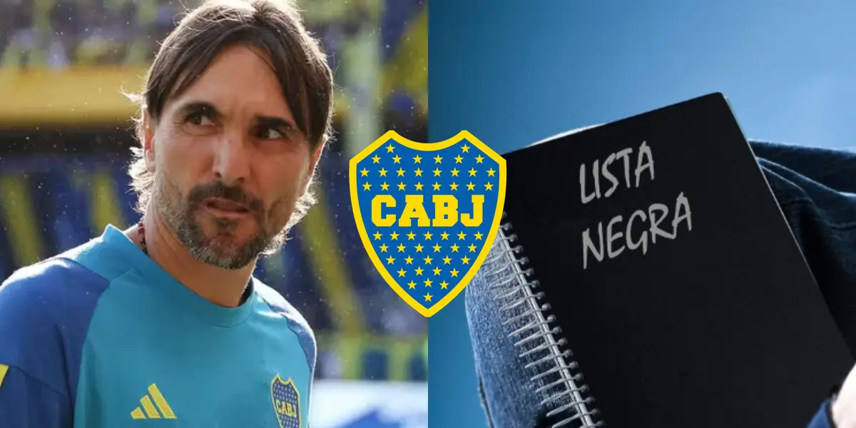 Diego Martínez durante un partido de Boca y con su remera de entrenamieto.