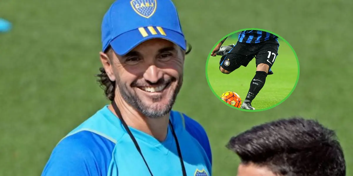 Diego Martínez sonríe en una práctica de Boca.