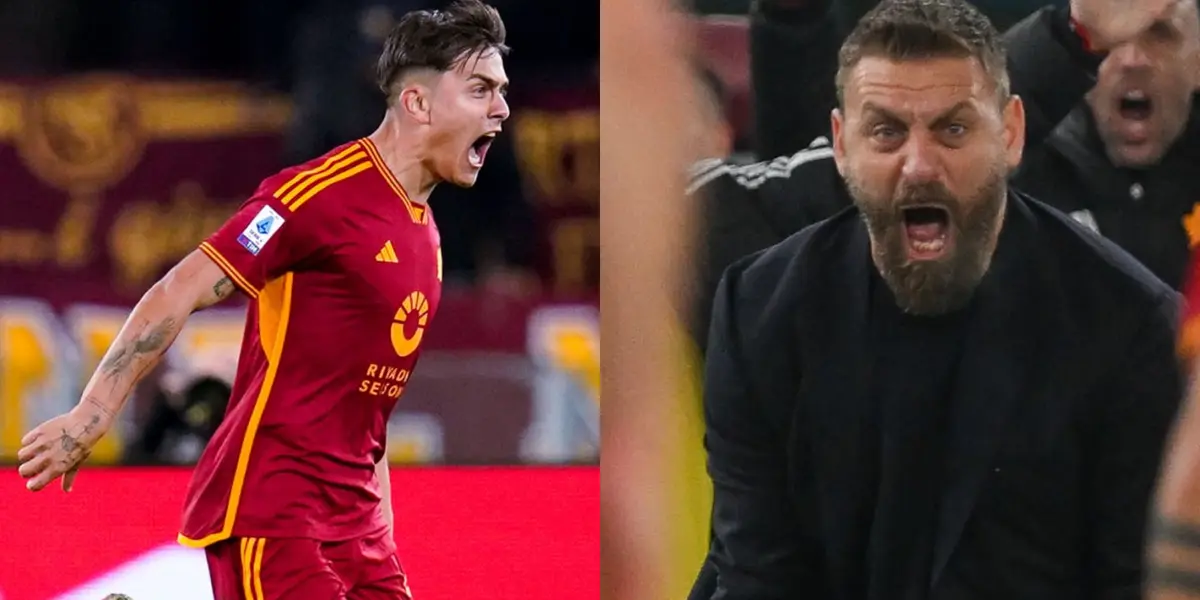 Dybala festejó con De Rossi el 2-1 parcial de la Roma