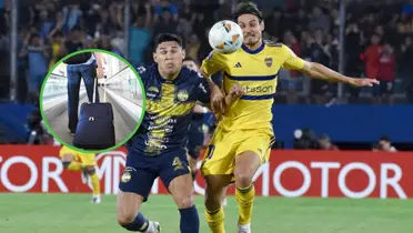 Edinson Cavani disputa una pelota en el partido ante Trinidense.