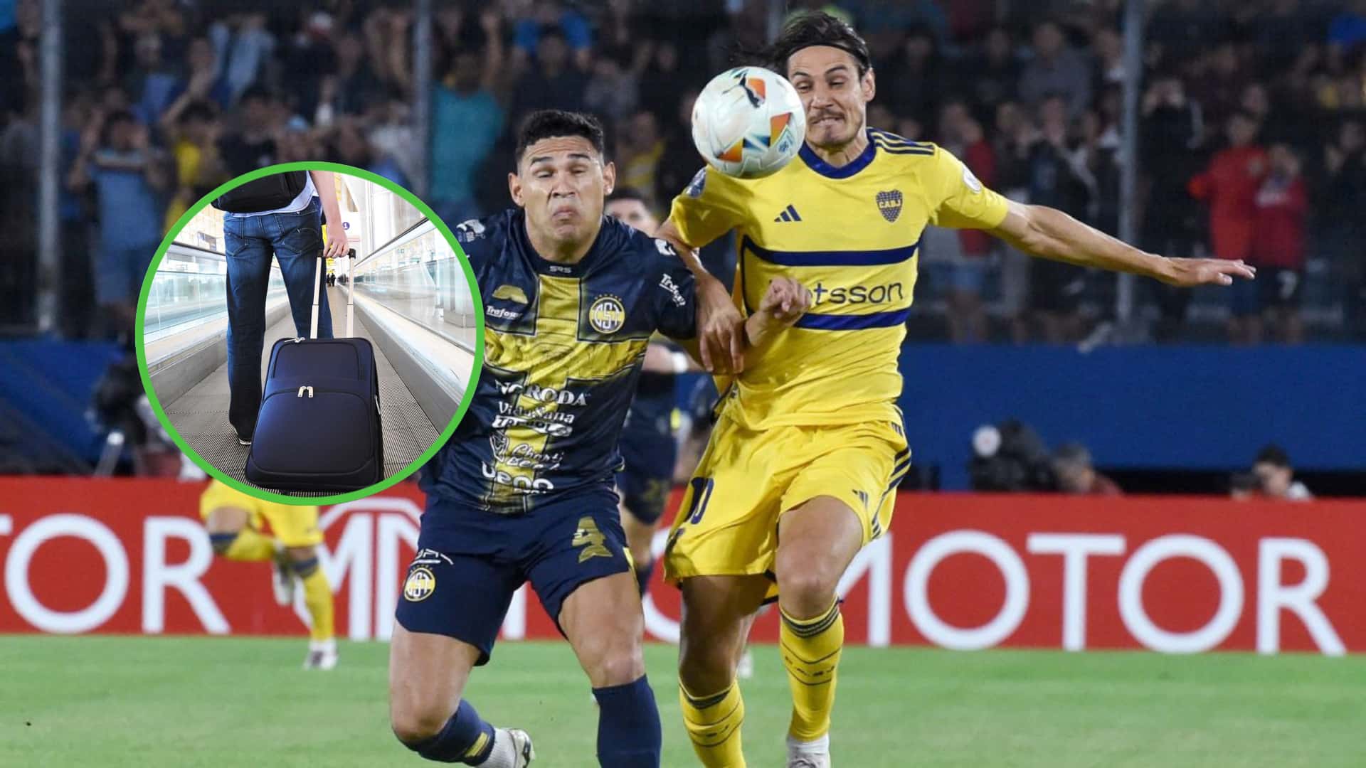Edinson Cavani disputa una pelota en el partido ante Trinidense.