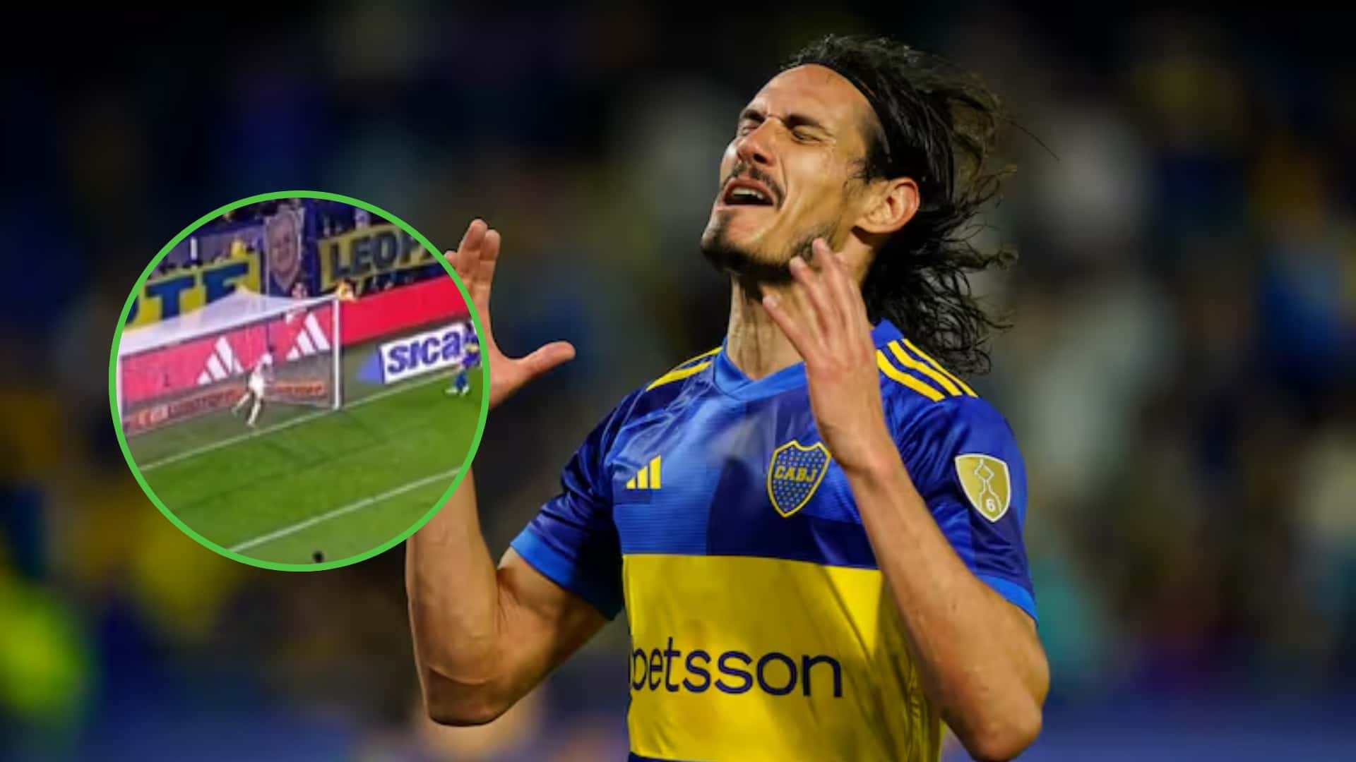 Edinson Cavani se lamenta en Boca.