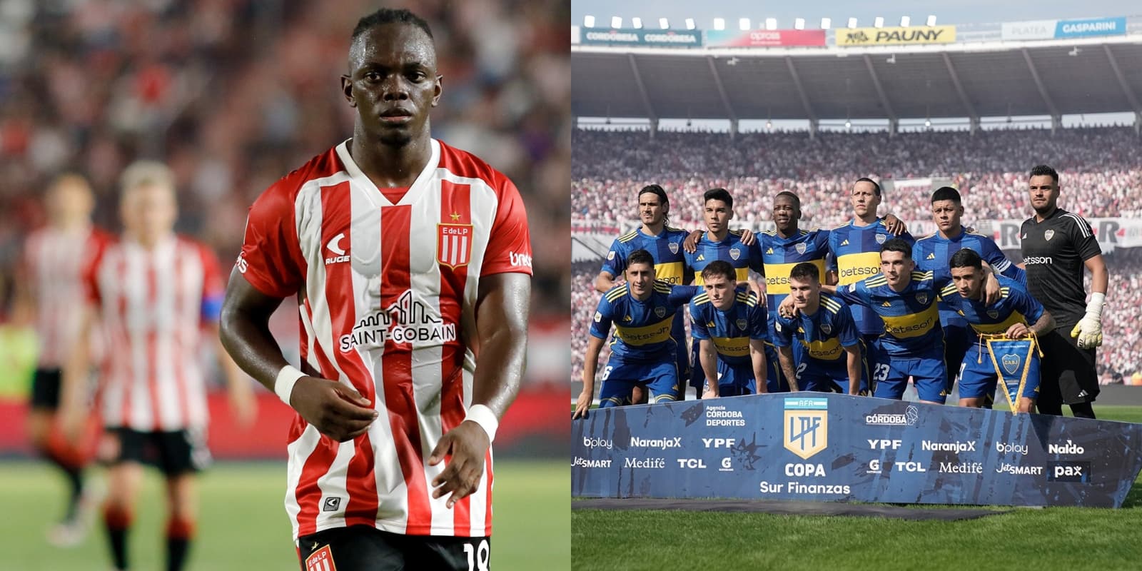 Edwuin Cetré y los jugadores de Boca.