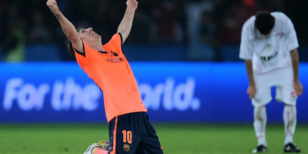 El 19 de diciembre de 2009 Barcelona y la Pulga derrotaron 2 a 1 al Estudiantes de La Plata de la Brujita en la final del Mundial de Clubes.