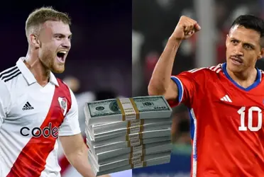 El actual goleador del semestre en el Millonario aún conserva un sueldo algo menor, sobre todo si se lo compara con el chileno.