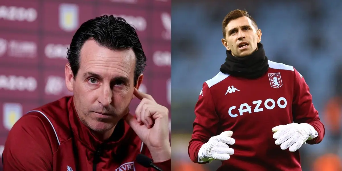 El arquero argentino ya se sumó al Aston Villa y se reencontró con su DT, quien no tuvo palabras muy amistosas con él.