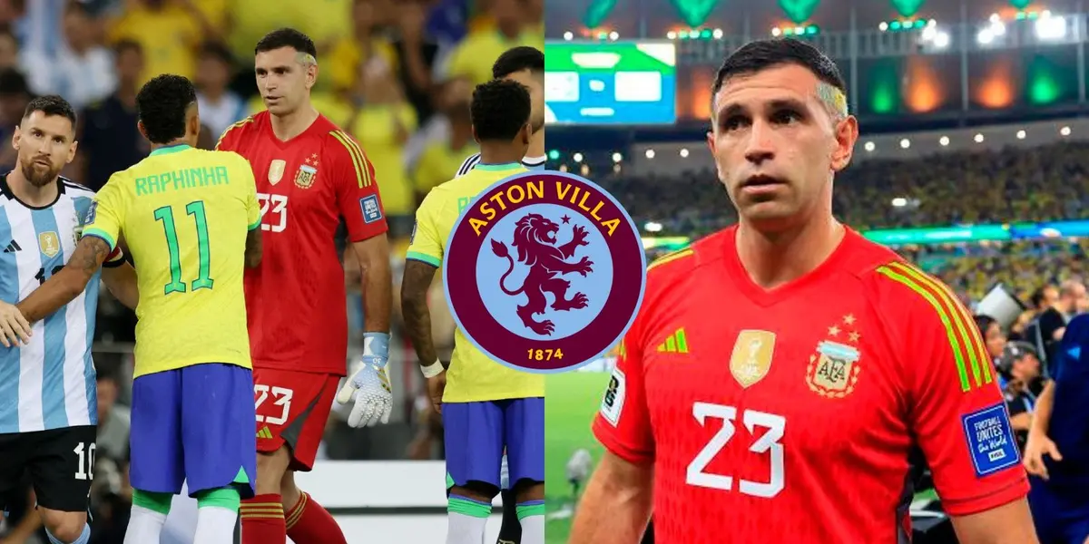 El arquero de la Selección Argentina dejó en ridículo a uno de los brasileños del Aston Villa.