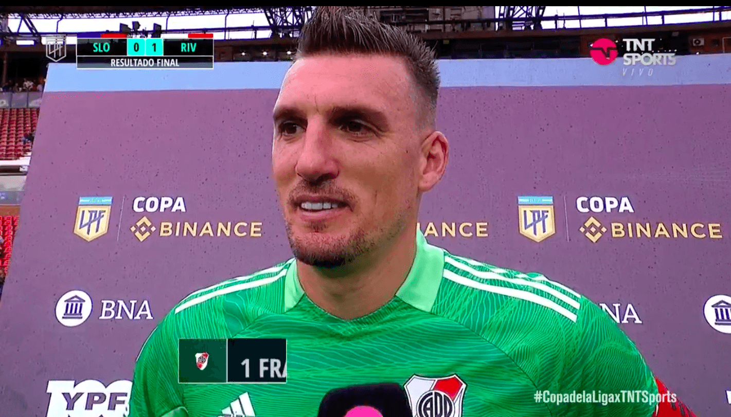 El arquero de River se refirió a la falta de Nico Blandi sancionada por el árbitro que podría haber terminado en el empate del Ciclón.