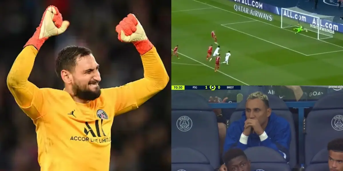 El arquero evitó el empate del Brest con una tremenda atajada. Inmediatamente las cámaras tomaron al arquero tico en el banco.
