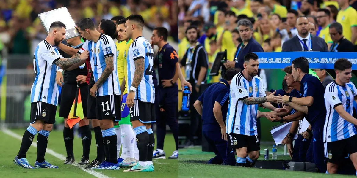 El capitán de la Albiceleste evidenció molestias desde el primer tiempo y en el complemento pidió el cambio.