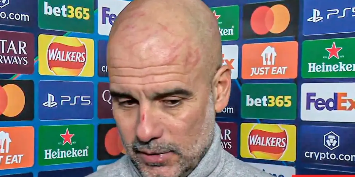 El entrenador español apareció con rasguños post derrota de Manchester City.