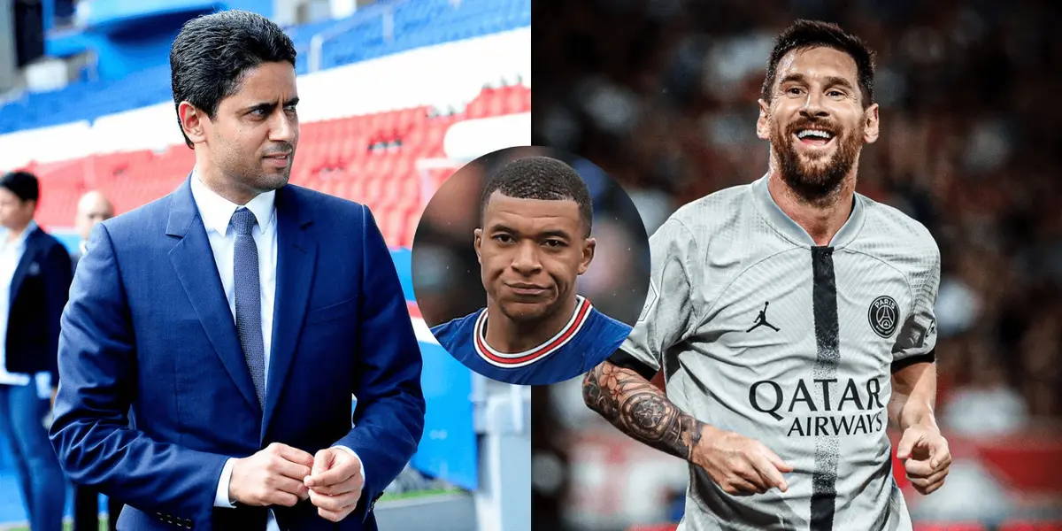 El principal directivo se mostró atento con la Pulga, en el último entrenamiento de los parisinos previo a la Champions League